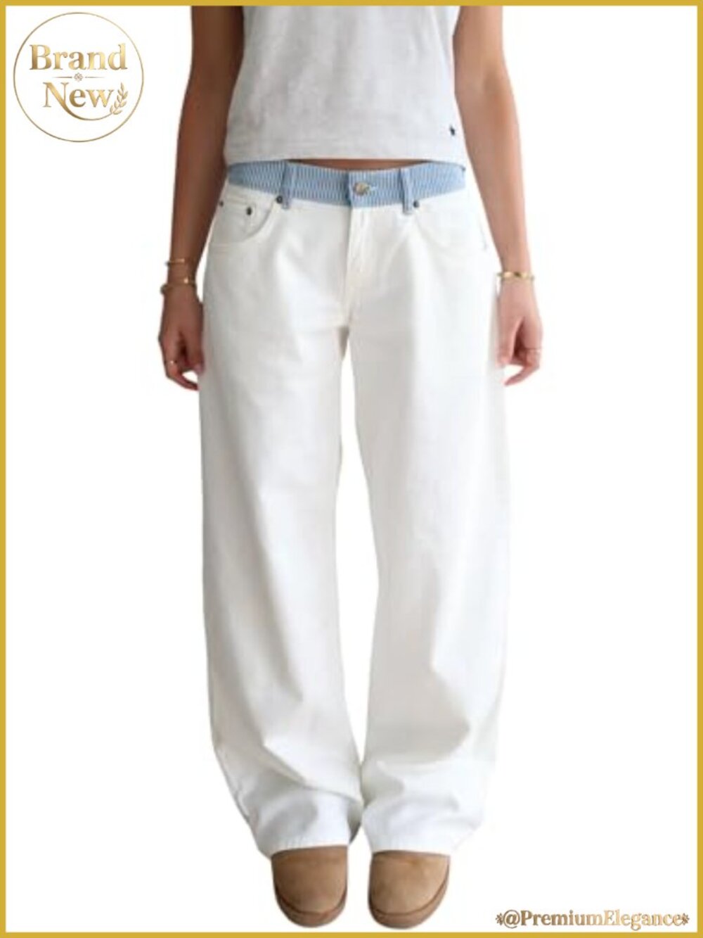 Womens Mid Rise Wide Leg Baggy Jeans Denim Pants